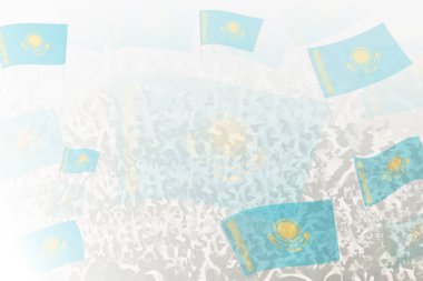 Kazakistan Bayrakları Arkaplanlı Kutlama Kalabalığı