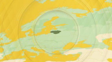 Litvanya 'nın Soyut Haritası ve Dairesel Şekillerle Çevreleyen Bölgeler.