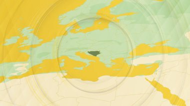 Bosna-Hersek 'in Soyut Haritası ve Dairesel Şekillerle Çevreleyen Bölgeler.