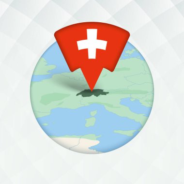 İsviçre Haritası Bayrak İşaretleyici ile Vurgulandı.