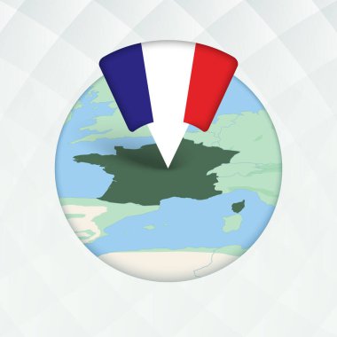 Fransa Haritası Bayrak İşaretleyici ile Vurgulandı.