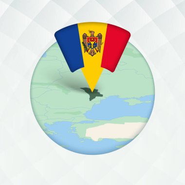Moldova Haritası Bayrak İşaretleyici ile Vurgulandı.
