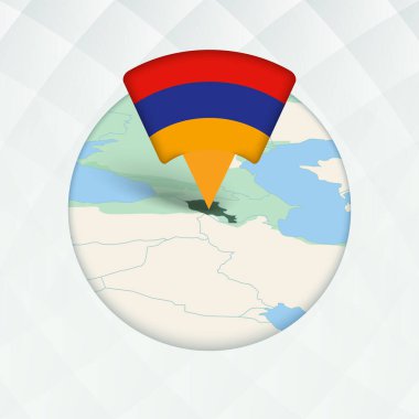 Ermenistan Haritası Bayrak İşaretleyici ile Vurgulandı.