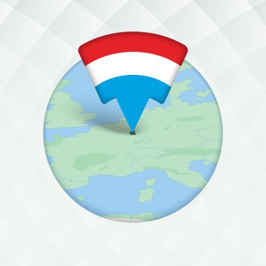 Lüksemburg Haritası Bayrak İşaretleyici ile Vurgulandı.