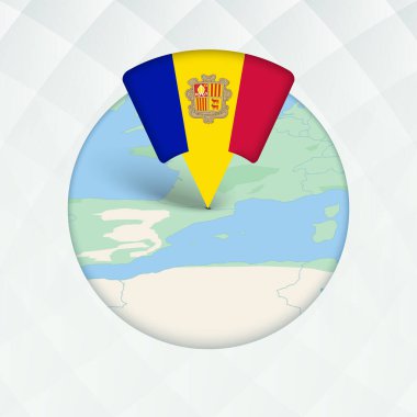 Andorra Haritası Bayrak İşaretleyici ile Vurgulandı.