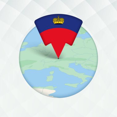 Lihtenştayn Haritası Bayrak İşaretleyici ile Vurgulandı.