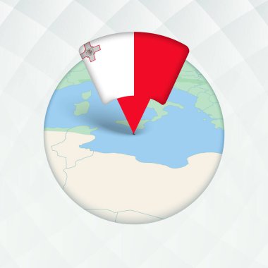 Bayrak İşaretleyici ile Vurgulanmış Malta Haritası.