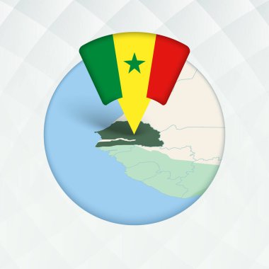 Senegal Haritası Bayrak İşaretleyici ile Vurgulandı.