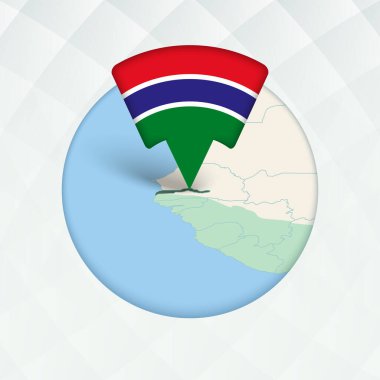 Gambiya Haritası Bayrak İşaretleyici ile Vurgulandı.