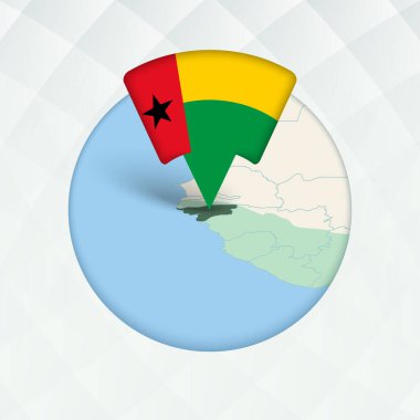 Gine-Bissau Haritası Bayrak İşaretleyici ile Vurgulandı.