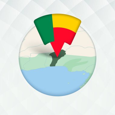 Benin Haritası Bayrak İşaretleyici ile Vurgulandı.