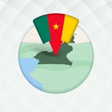 Kamerun Haritası Bayrak İşaretleyici ile Vurgulandı.