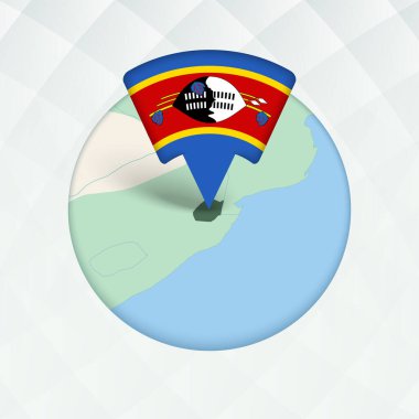 Svaziland Haritası Bayrak İşaretleyici ile Vurgulandı.