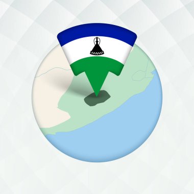 Lesotho Haritası Bayrak İşaretleyici ile Vurgulandı.