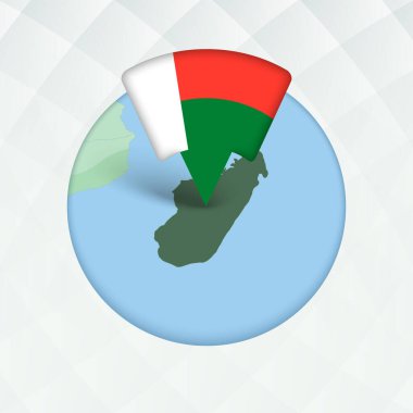 Madagaskar Haritası Bayrak İşaretleyici ile Vurgulandı.