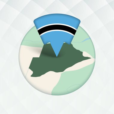 Botswana Haritası Bayrak İşaretleyici ile Vurgulandı.