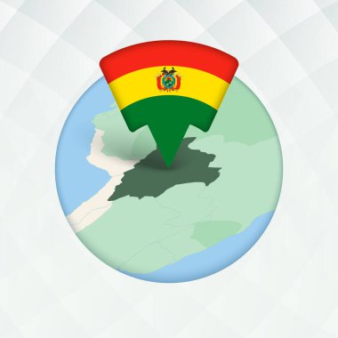 Bolivya Haritası Bayrak İşaretleyici ile Vurgulandı.