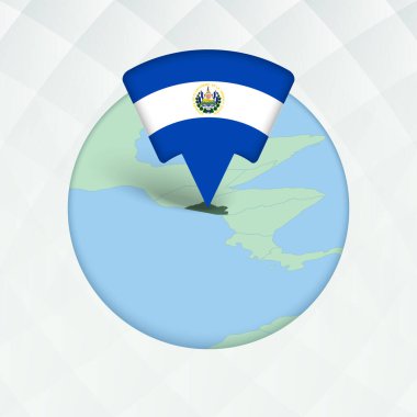 El Salvador Haritası Bayrak İşaretleyici ile Vurgulandı.