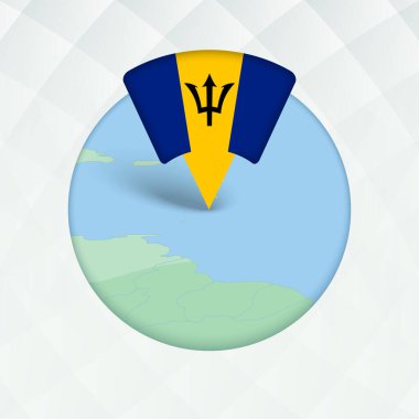 Barbados Haritası Bayrak İşaretleyici ile Vurgulandı.