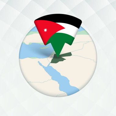 Ürdün Haritası Bayrak İşaretleyici ile Vurgulandı.
