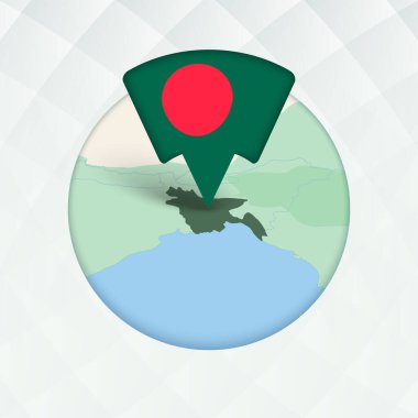 Bangladeş Haritası Bayrak İşaretleyici ile Vurgulandı.