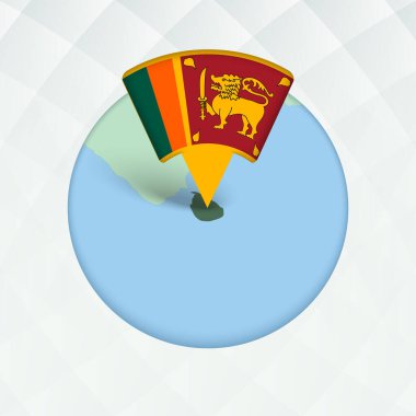 Sri Lanka Haritası Bayrak İşaretleyici ile Vurgulandı.