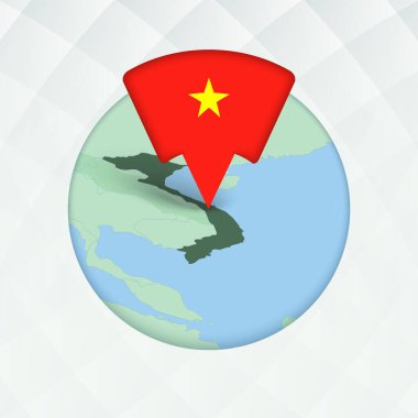 Vietnam Haritası Bayrak İşaretleyici ile Vurgulandı.