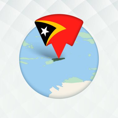 Doğu Timor Haritası Bayrak İşaretleyici ile Vurgulandı.