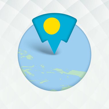 Palau Haritası Bayrak İşaretleyici ile Vurgulandı.