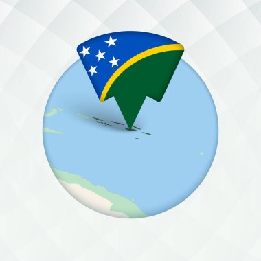 Solomon Adaları Haritası İşaretleyici ile Vurgulandı.