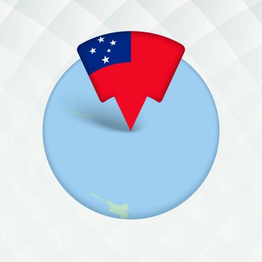 Samoa Haritası Bayrak İşaretleyici ile Vurgulandı.