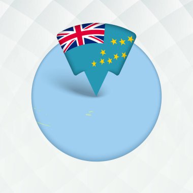 Tuvalu Haritası Bayrak İşaretleyici ile Vurgulandı.