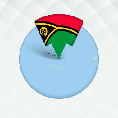 Vanuatu Haritası Bayrak İşaretleyici ile Vurgulandı.