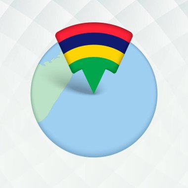 Mauritius Haritası Bayrak İşaretleyici ile Vurgulandı.