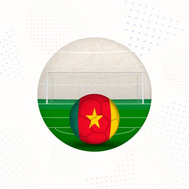 Kamerun Bayrağı Spor Tanıtımları için Futbol Görüntüsü, Kamerun Futbol Topu Başlamaya Hazır.