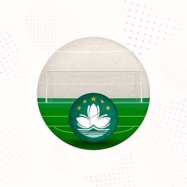 Macau Flag Spor Tanıtımları için Futbol Görüntüsü, Macau Futbol Maçı Başlamaya Hazır.