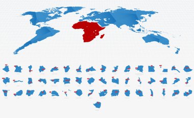 Afrika 'nın Başkent İşaretli Düşük Mavi Gradyan Haritaları.