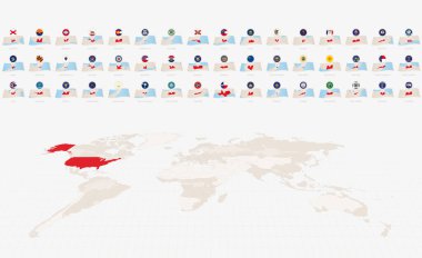 ABD Eyaletinin Ulusal Bayrakları ve Katlanmış Kağıt Haritaları, Harita ve Bayrak Koleksiyonu