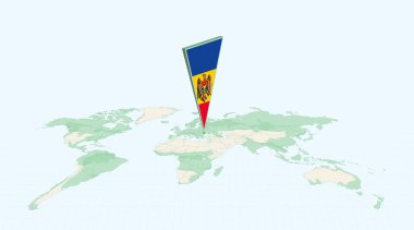Moldova Küresel Haritada Moldova 'nın 3 Boyutlu Bayrak Konumu İğnesiyle Vurgulandı.