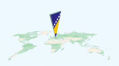 Bosna-Hersek Küresel Haritada Bosna-Hersek 'in 3 Boyutlu Bayrak Konum İğnesiyle Vurgulandı.