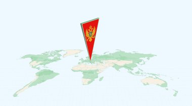 Karadağ Küresel Haritada Karadağ 'ın 3 Boyutlu Bayrak Konum İğnesiyle Vurgulandı.