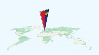 Küresel Haritada Lihtenştayn Vurgulandı Liechtenstein 'in 3D Bayrak Konumu Pin' i.