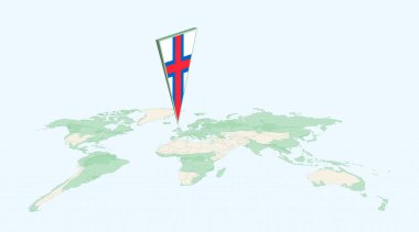 Faroe Adaları 'nın 3D Bayrak Konumu Pin ile Küresel Haritada Vurgulanmış Faroe Adaları.