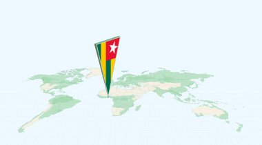 Togo 'nun 3 Boyutlu Bayrak Konumu Pin ile Küresel Haritada Vurgulanmış Togo.