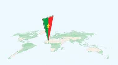 Burkina Faso 'nun 3 Boyutlu Bayrak Konumu İğnesiyle Küresel Haritada Vurgulandı.