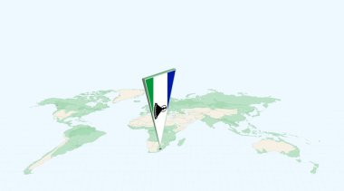Lesotho 'nun 3B Bayrak Konumu Pin ile Küresel Haritada Vurgulanmış Lesotho.