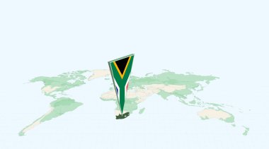 Güney Afrika Küresel Haritada Güney Afrika 'nın 3 Boyutlu Bayrak Konumu İğnesi Altında Vurgulandı.