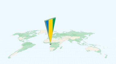 Gabon 'un 3 Boyutlu Bayrak Konumu İğnesiyle Küresel Haritada Gabon Vurgulandı.