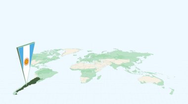 Arjantin Küresel Haritada Arjantin 'in 3 Boyutlu Bayrak Konumu İğnesiyle Vurgulandı.