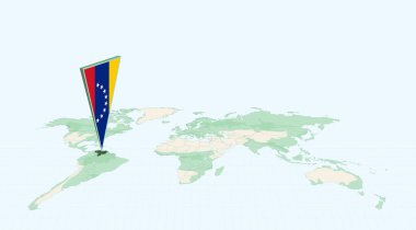 Venezuela 'nın 3 Boyutlu Bayrak Konumu İğnesi ile Küresel Haritada Venezuela Vurgulandı.